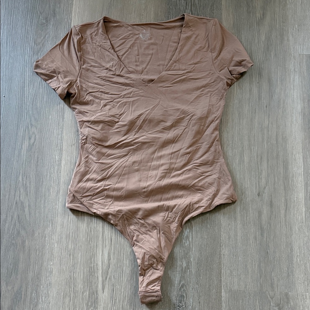 Chic Tan V-Neck Bodysuit